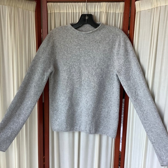 Mango Sweaters - MNG Womens Gray Sweater Acrylic Wool Rolled Edge Neckline Size S